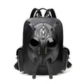 Black men's backpack with Gothic skull design featuring metal stud detailing and multiple compartments