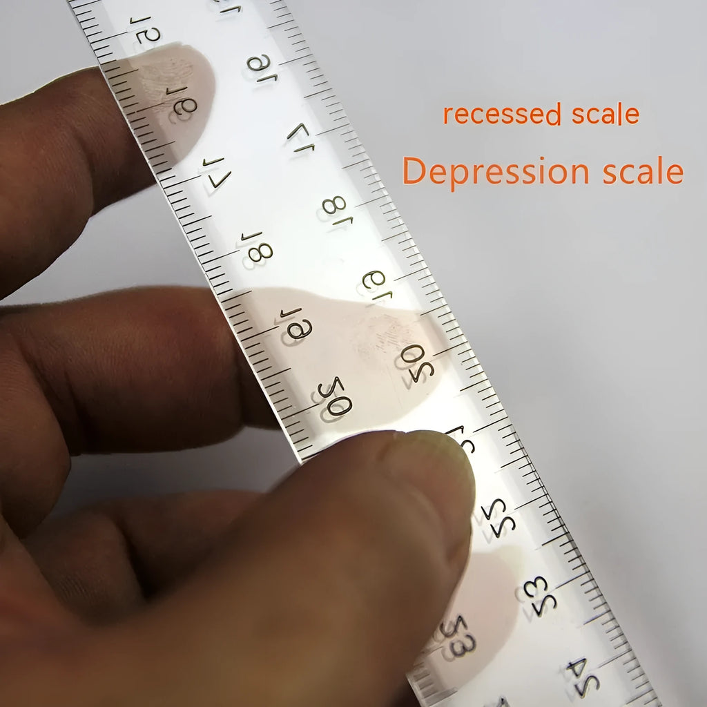 30cm plastic T-shaped drafting ruler with UK or double centimetre scale in orange yellow or transparent colours