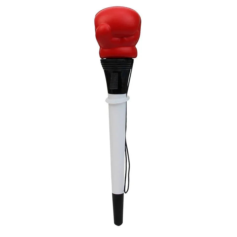 Four black pressure relief pens with boxing press ejection fidget mechanism and 0.7mm tips.