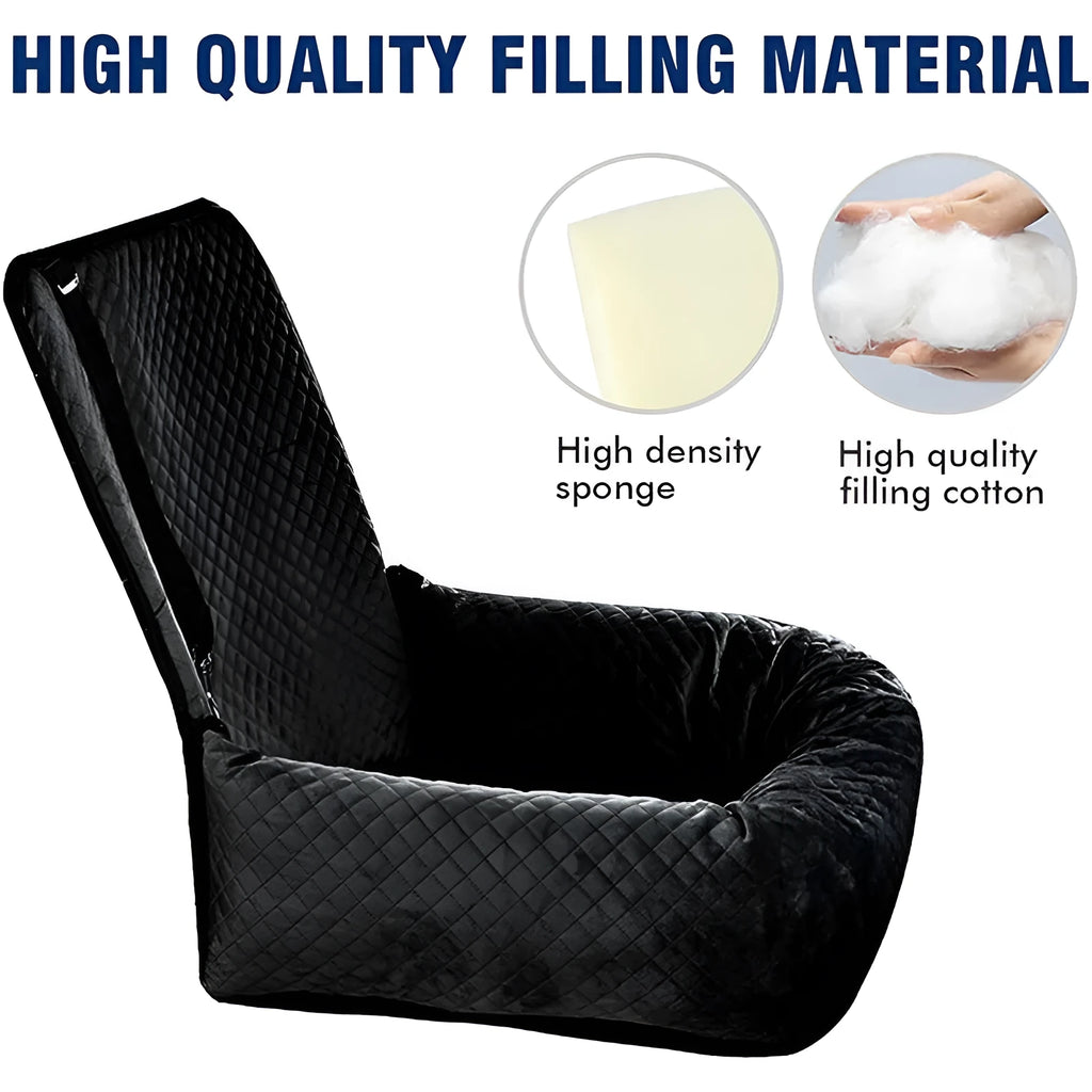 Black breathable pet car hanging bag with waterproof seat cushion for dogs