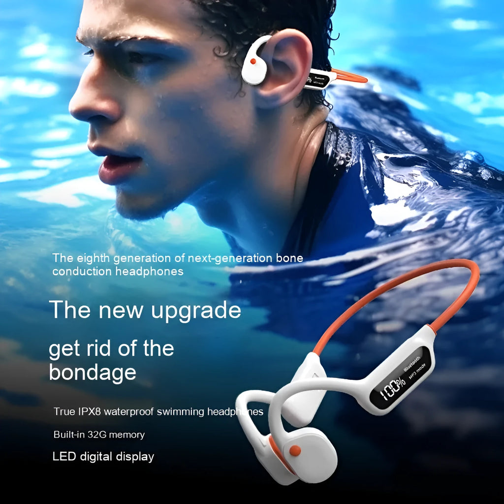Wireless bone conduction Bluetooth 5.3 headphone in Cool Black with plastic body and open-ear design for sport