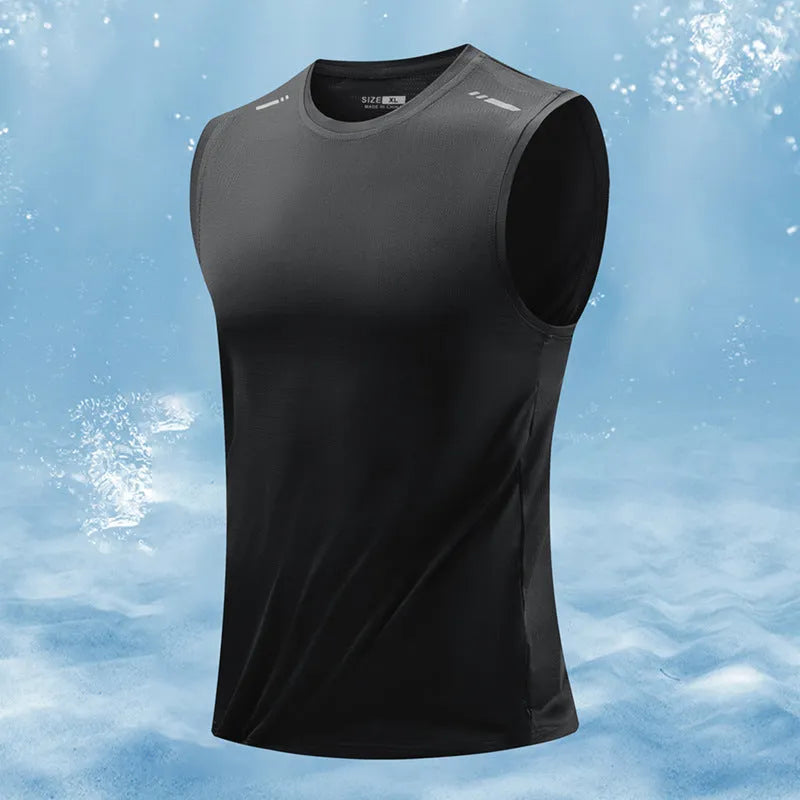 Men's loose fit sleeveless sports vest in bamboo polyester blend available in multiple colours