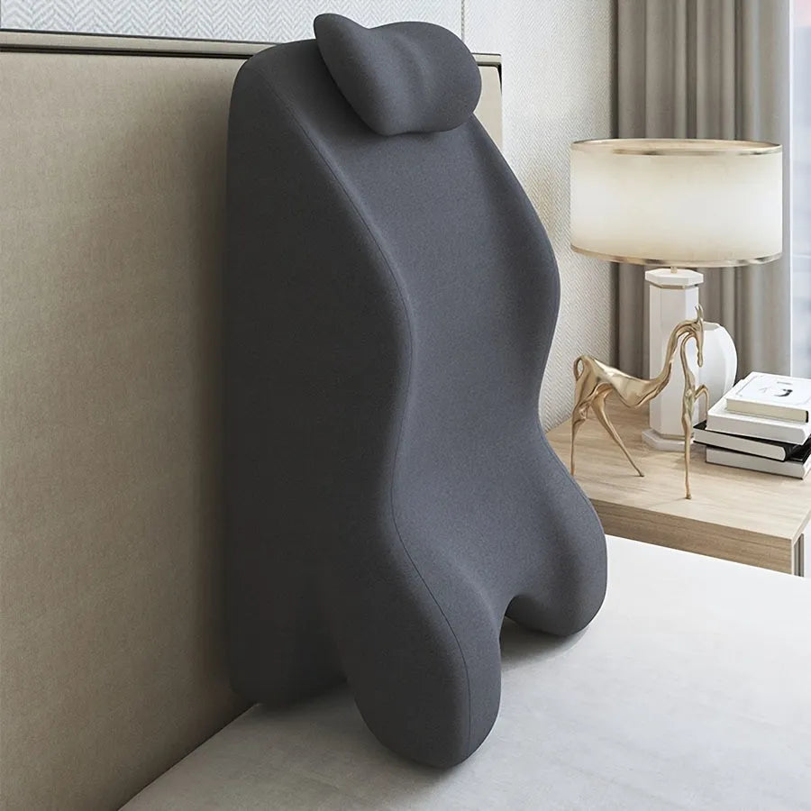 A type 4 pillow designed for stomach sleepers, shown in blue, dark grey, green, and light grey colour options.