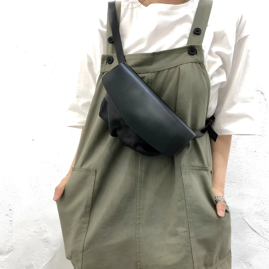 Genuine cowhide leather single-shoulder bag for women black handmade 14cm width 21.5cm length