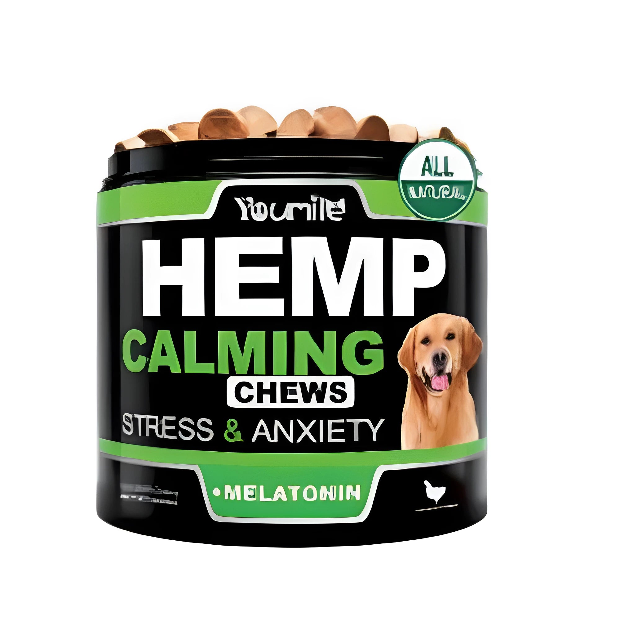 Bottle of Calm Down And Chew Body health supplement containing 120 capsules for dietary support