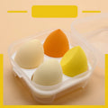 Beauty egg drop diagonal cut box set with four 60x40mm hydrophilic polyurethane makeup sponges in four colours