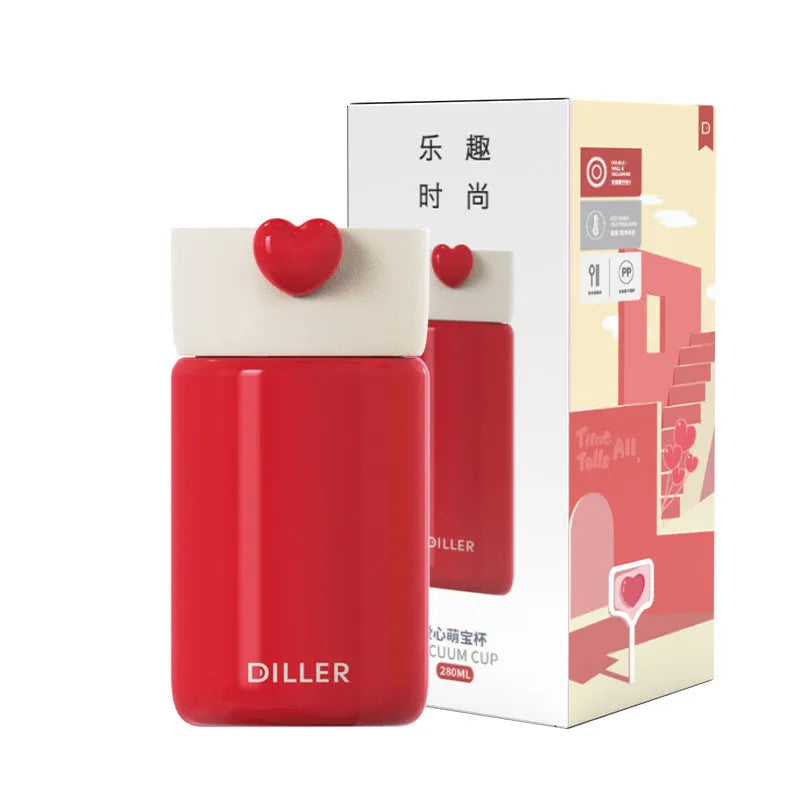 Women's thermos cup in red with 316 stainless steel liner, 200ml, portable insulated design
