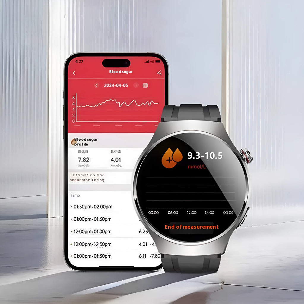 Smart bracelet with non-invasive blood glucose ECG blood pressure heart rate monitoring, TFT touch screen and Bluetooth calling