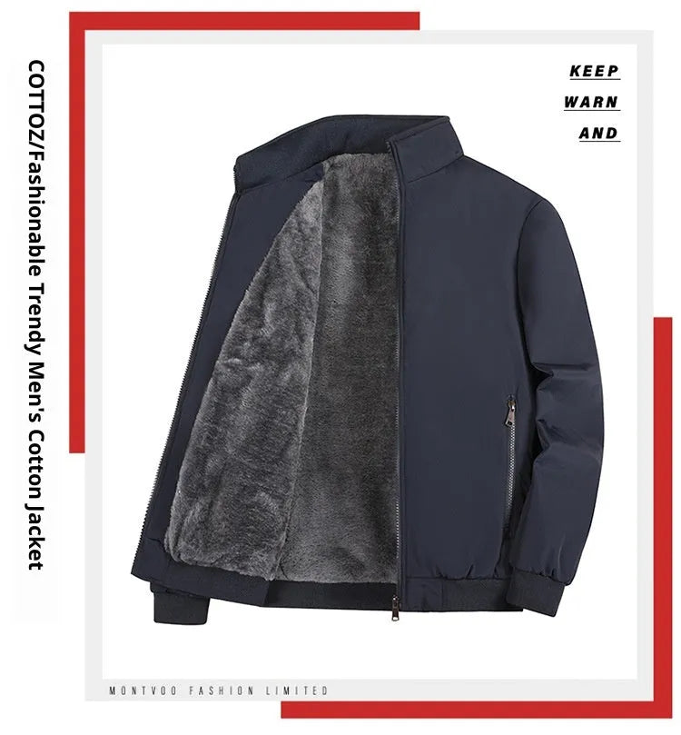 Men's winter cotton coat in black, thickening oversized design with polyester fibre filling, size M to 8XL