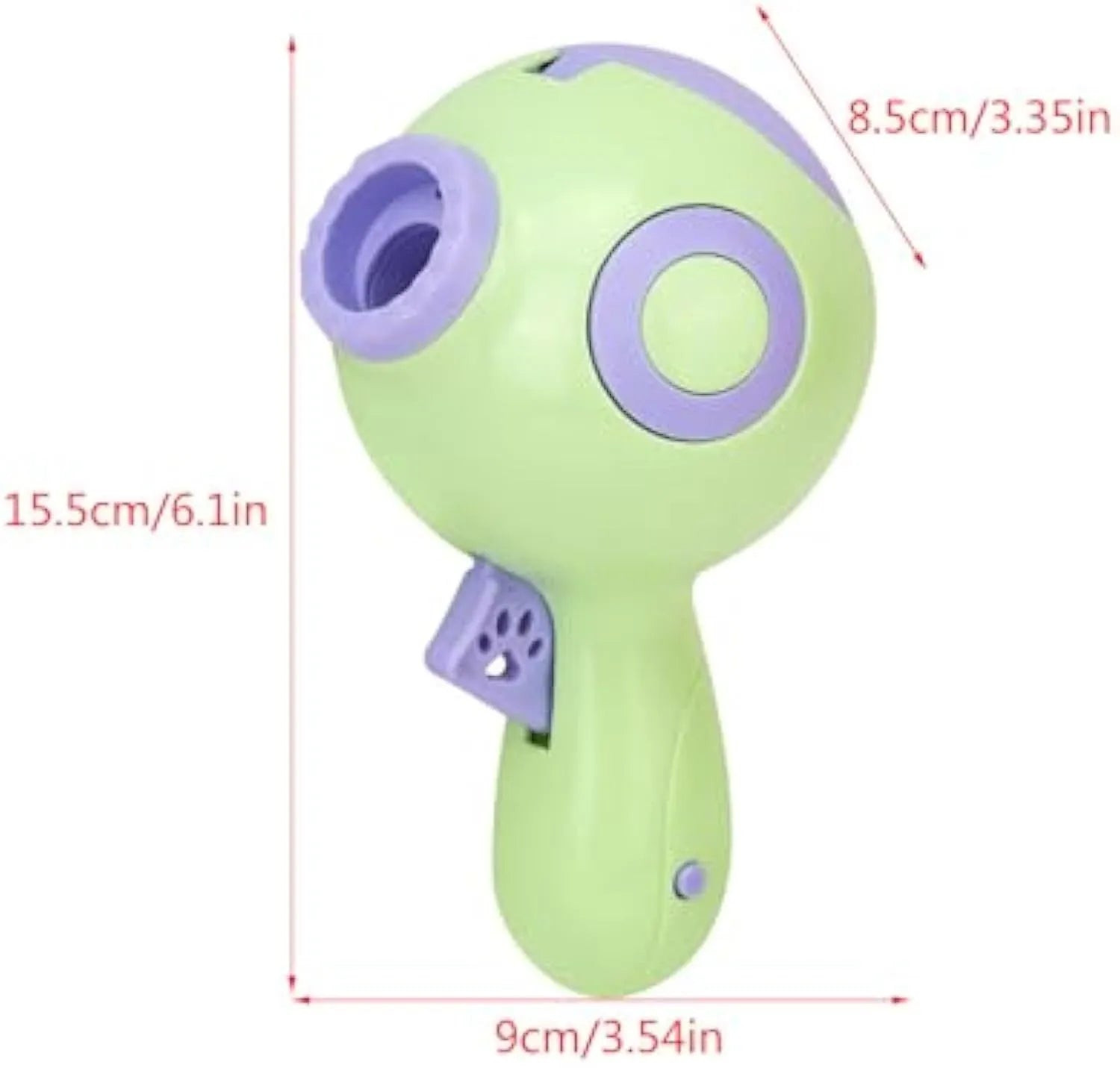 Green dog treat launcher toy for remote feeding and training with plastic construction