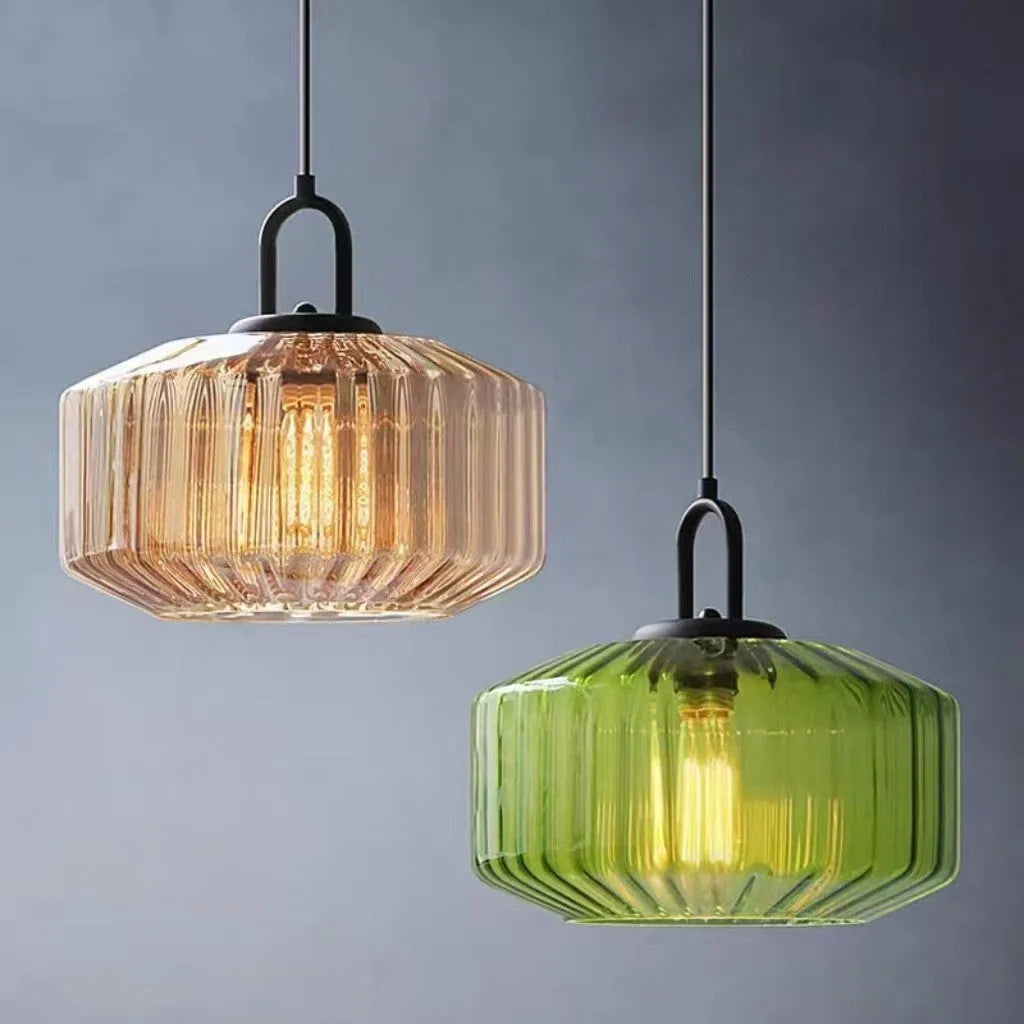 High grade stained glass chandelier with 4W warm light in amber colour, modern simplicity design