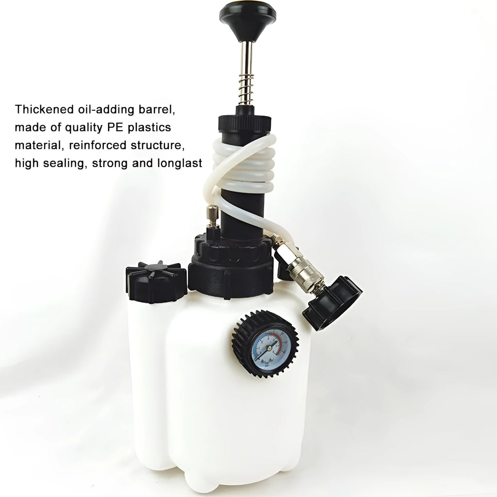 White 3L automotive brake oil tank replacement tool with copper and iron components