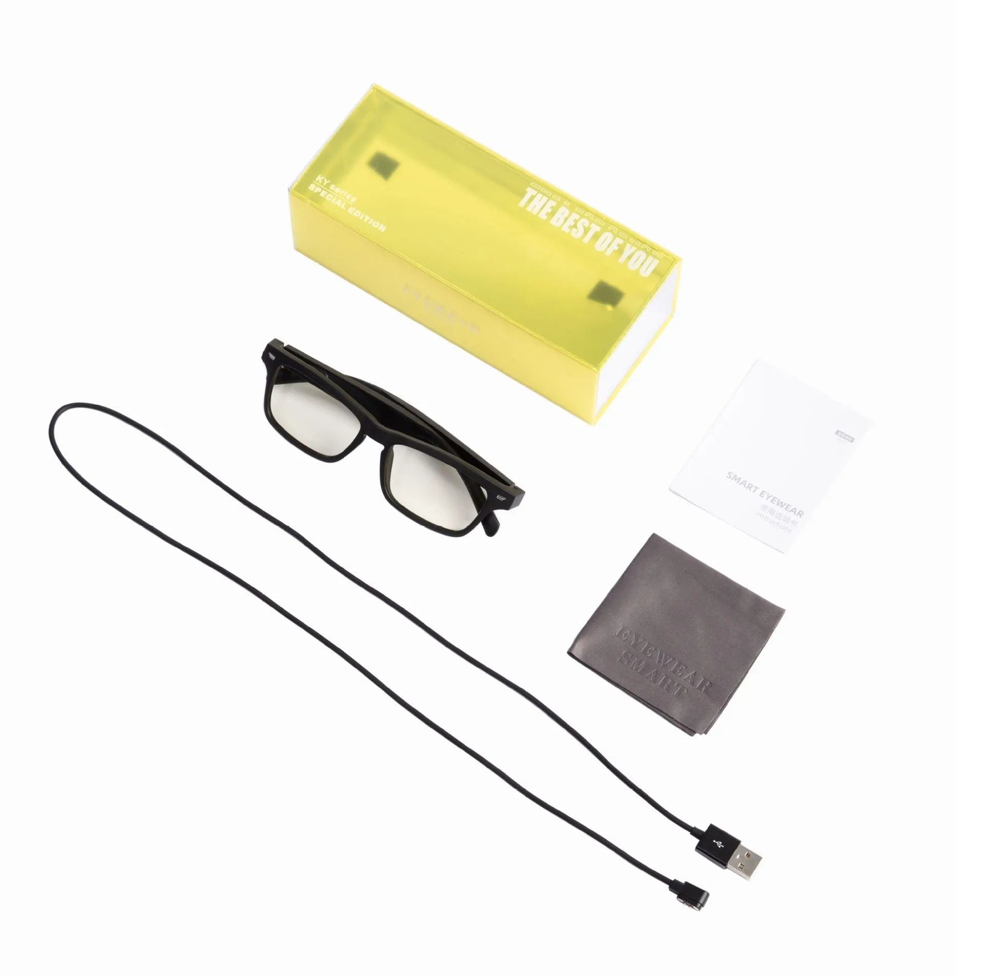 Semi-open smart glasses with PC+ABS frame, polarized anti-blue light lenses, and IPX7 waterproof rating for sports and driving.