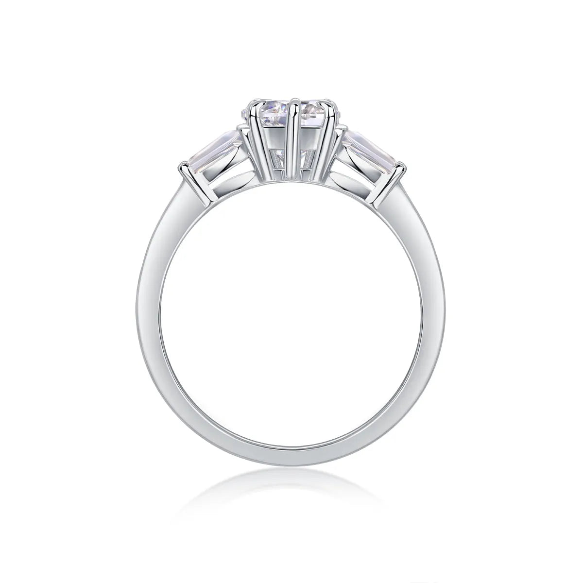 Heart-shaped moissanite wedding ring set in S925 silver with platinum plating, ring sizes 5-9, gift box