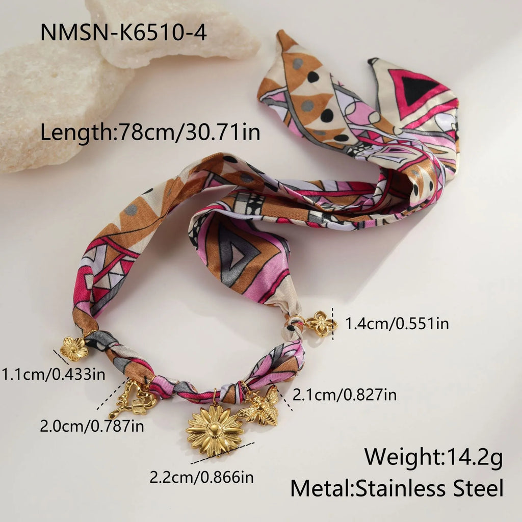 Women's European style scarf series stainless steel necklace with 18K electroplating, regular chain, yellow colour