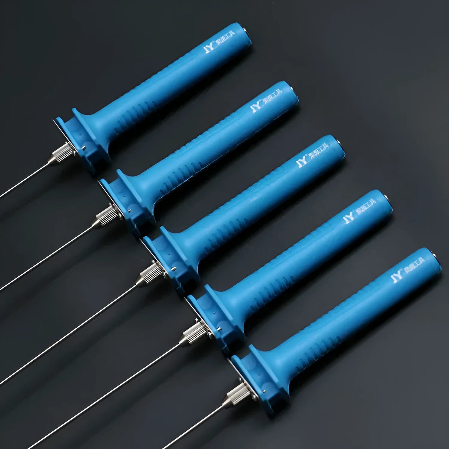 Blue plastic-handled electric heating pen cutter tool with adapter for cutting foam and pearl cotton.