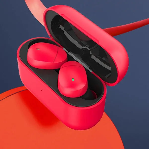 Flame red Qualcomm QCC3040 Bluetooth 5.2 wireless earphones with charging case