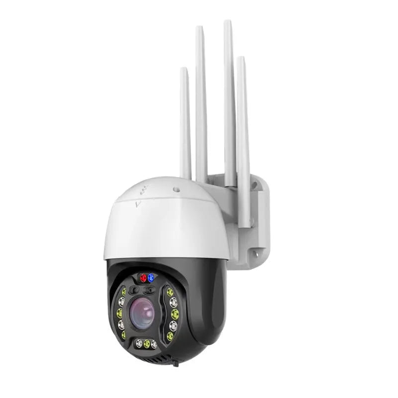 Outdoor dome surveillance camera with 360-degree rotation on a wall mount