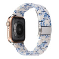 Slim resin watch strap in Army Green for Apple Watch 38-45mm with silver buckle