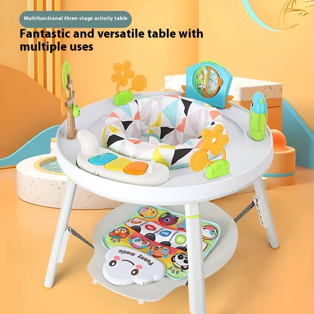 Baby bouncing activity chair in duck or lion theme with optional music cushion