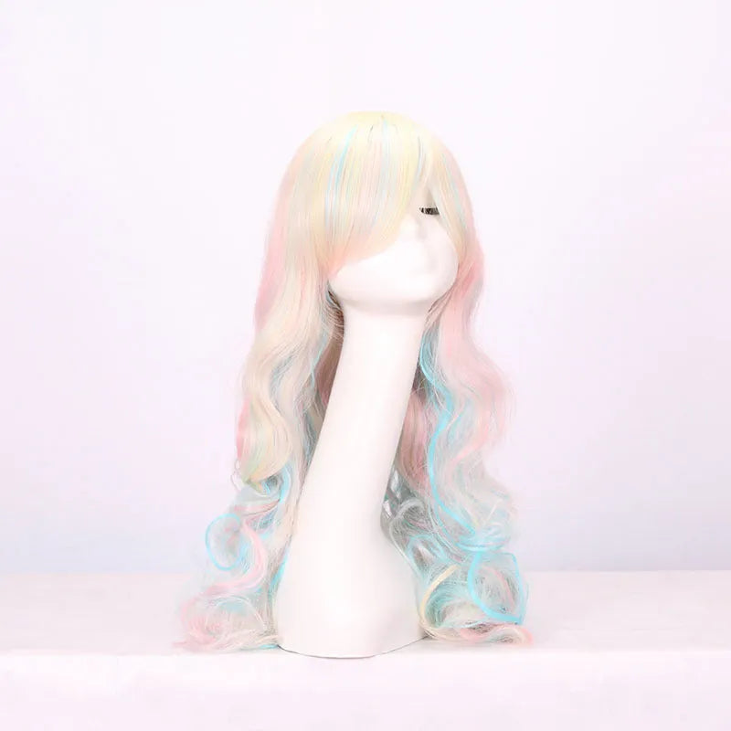Double ponytail long curly full wig in picture colour with high-temperature fibre and curly twin tails