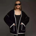 Loose knitted cardigan sweater coat with lace-up front detail in camel colour