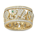 Alloy elephant fashion ring with full diamond decoration and electroplated finish in AJZ1935 or AJZ141 colour