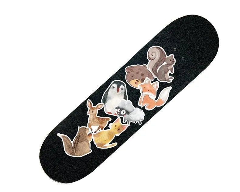 36 piece retro beach sticker set with surf and travel designs measuring 6-10cm on PVC with matte film