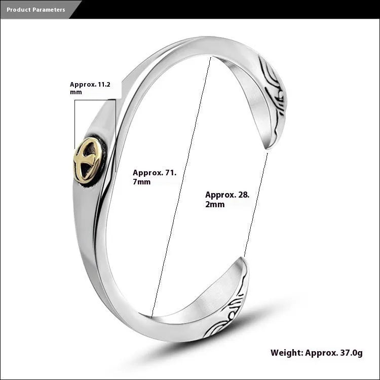 Vintage flying bird gold eagle polished titanium steel bracelet silvery colour open design