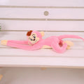 Long arm plush monkey toy hanging as curtain decoration in pink, wine red, dark brown, or light brown