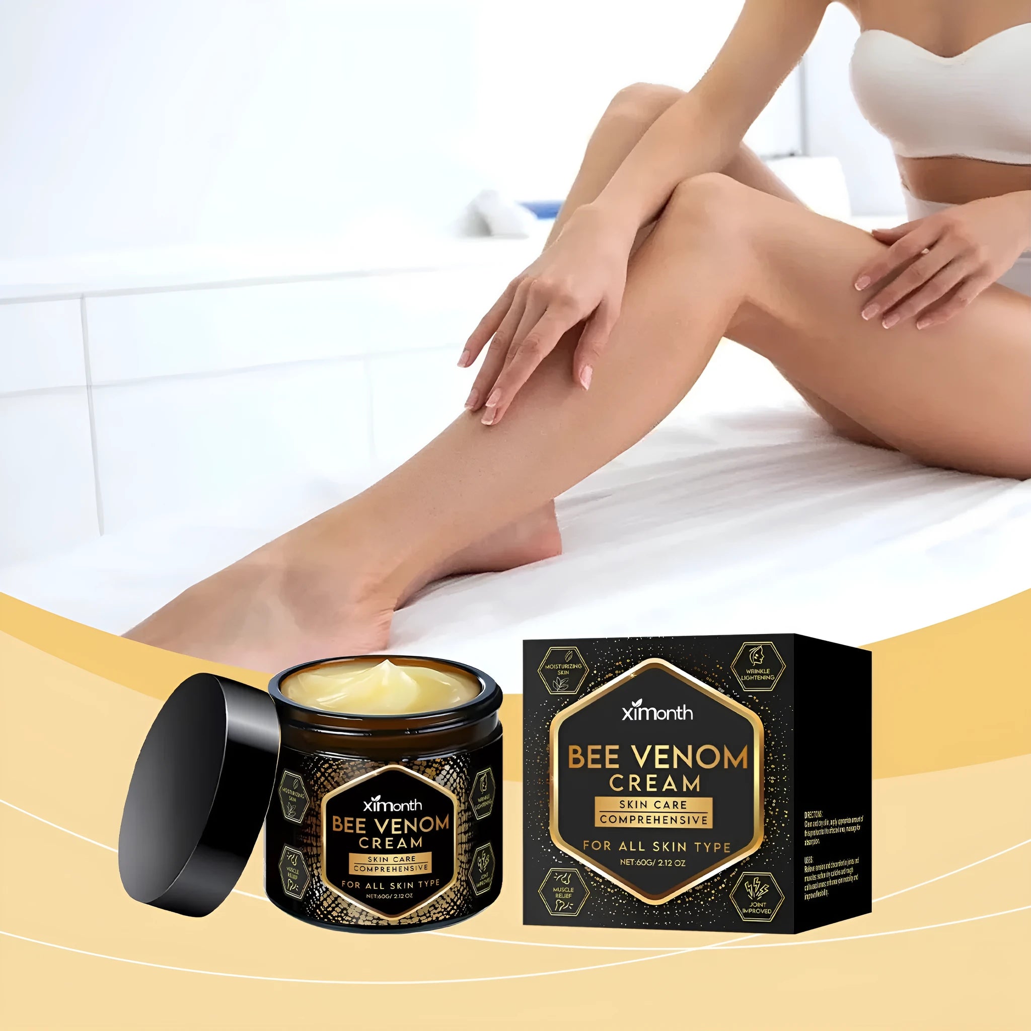 60g jar of home moisturising skincare cream with mint leaf, bee venom, tea tree oil, and cypress leaf extract