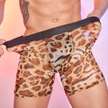 Men's leopard print boxer shorts on a white background