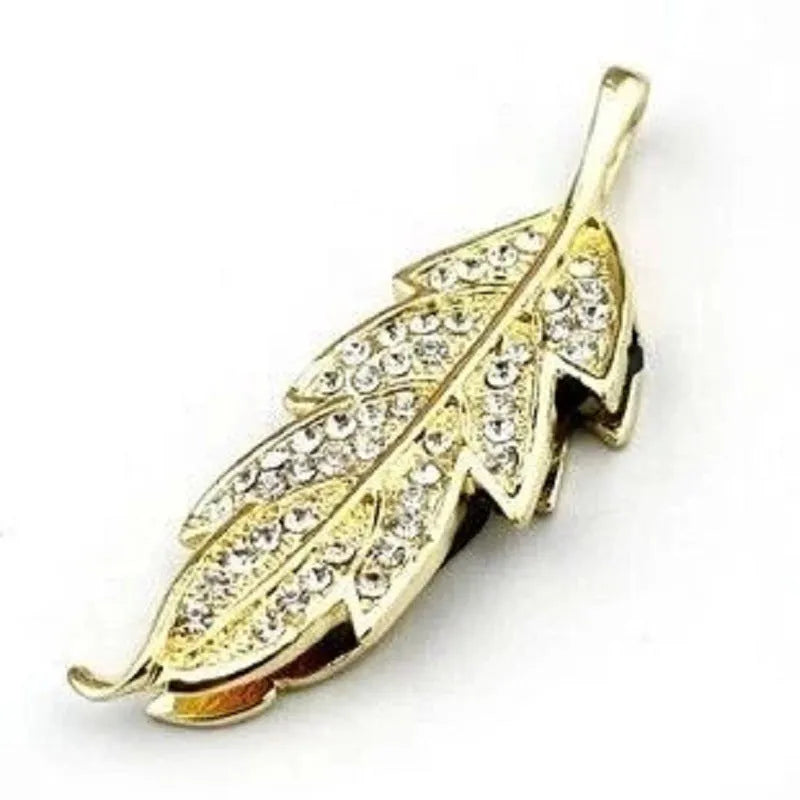 Silver metal USB flash drive with crystal jewellery leaf maple leaf design showing dimensions