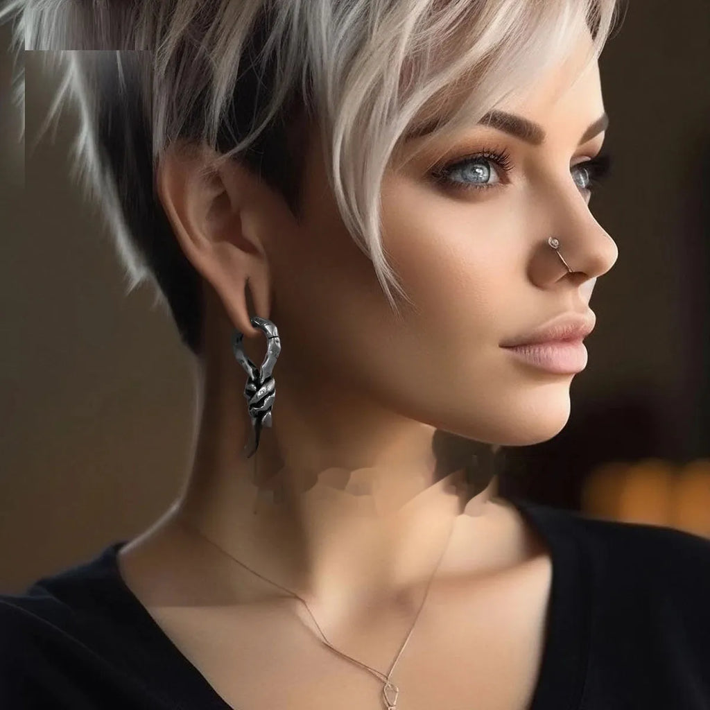 Creative bends and hitches 4mm copper piercing earrings with retro style for auricle placement