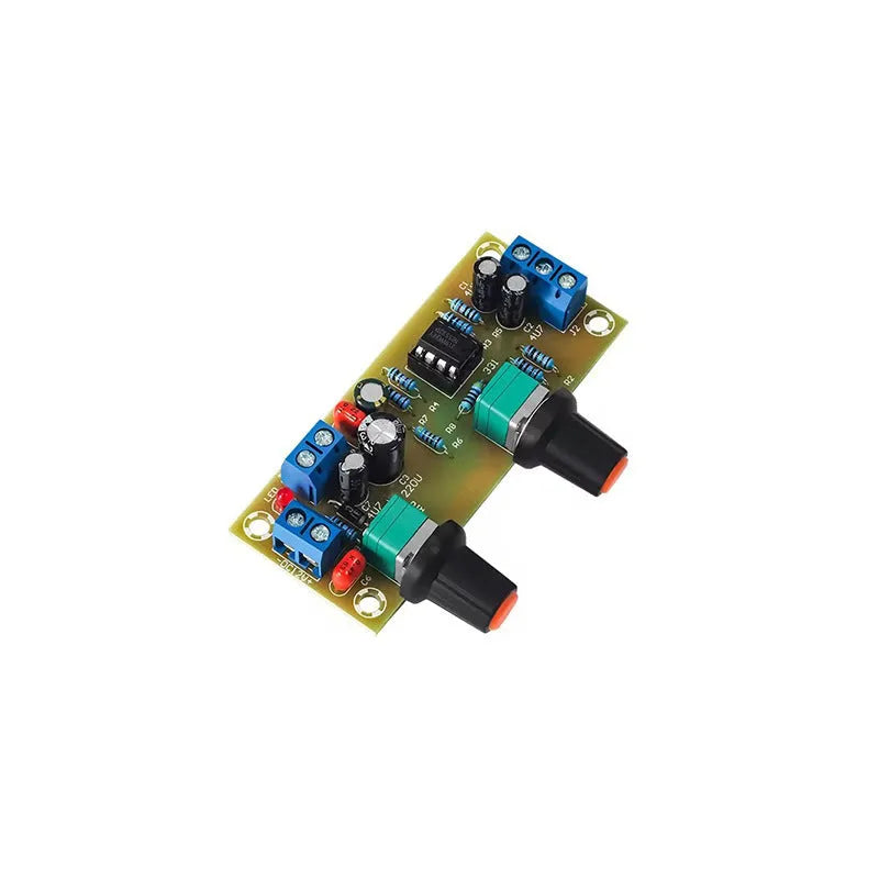 Front stage board for super dynamic bass boost with 10-24V power supply and 78x32mm FR-4 fibreboard PCB
