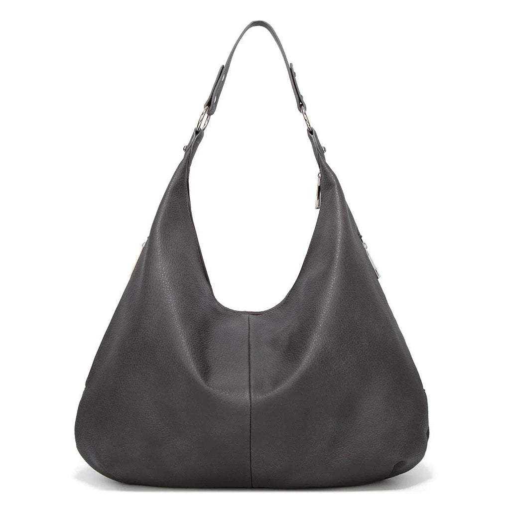 Large capacity PU commuter tote shoulder bag with polyester lining and inner pockets, horizontal square shape, single strap