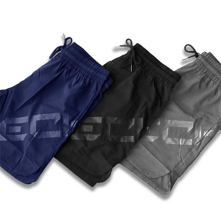 Men's black knee-length running shorts with elastic waistband for summer training