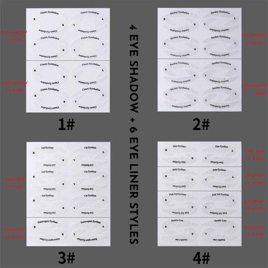 Set of four reusable flexible eyeliner stencil stickers for winged eyeliner and eyeshadow application