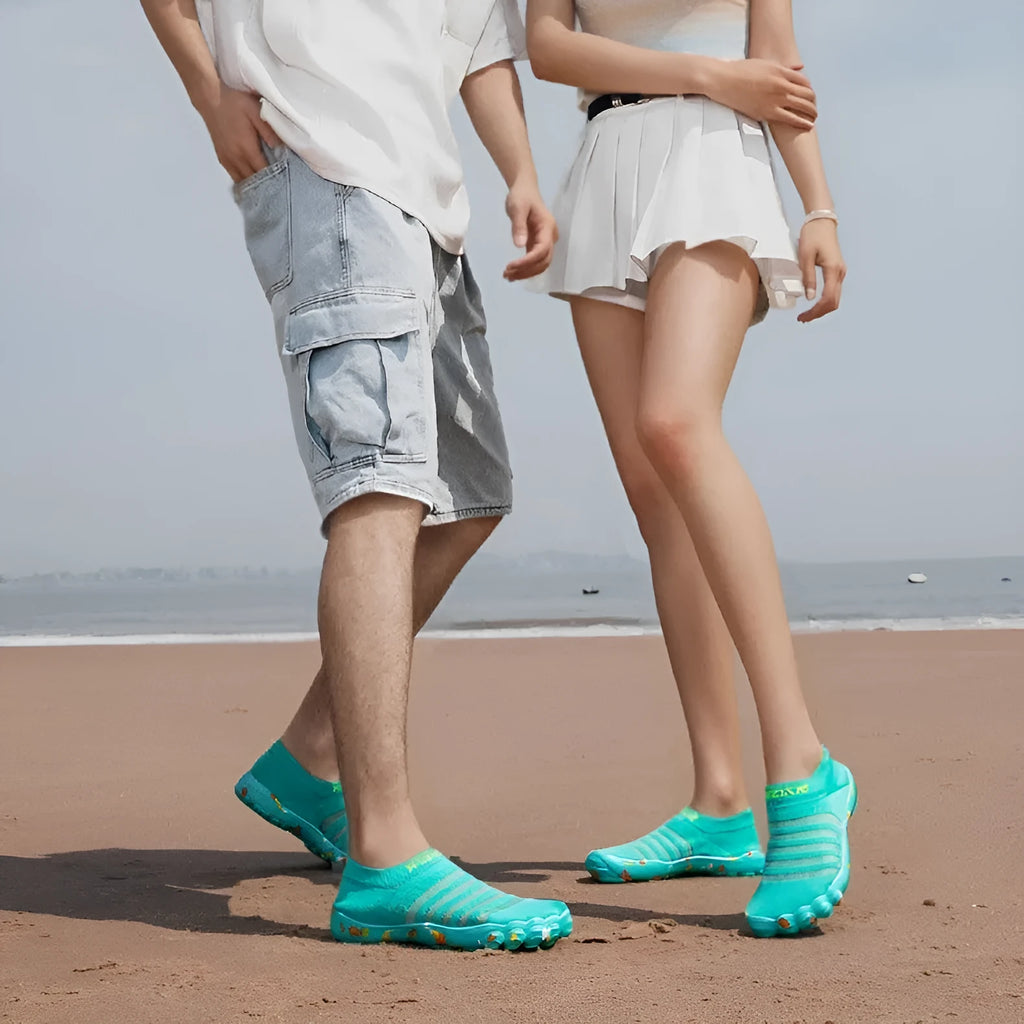 Women's camouflage Flyknit water shoes with rubber sole and lace-up front in four colour options.