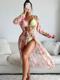 Women's printed quick-dry bikini swimsuit for swimming and wading.