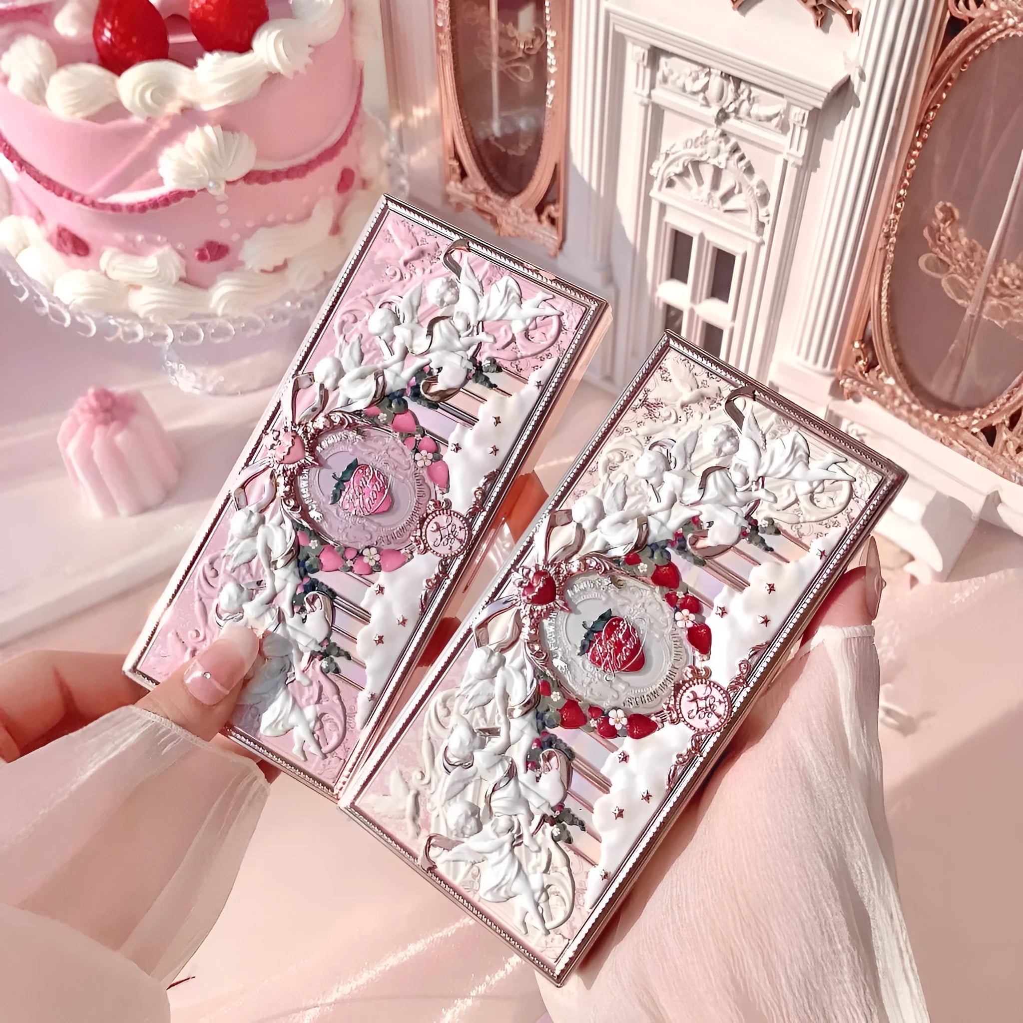Blush integrated highlight contour compact Cupid series honeydew plate 01 and strawberry cream blackcurrant GB 02