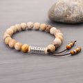 Handmade stone bead bracelet with wood colour finish in European American retro style