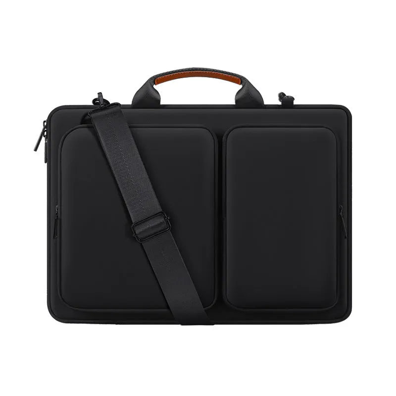 Men's black polyester laptop bag for 15.6 inch laptops, business travel style