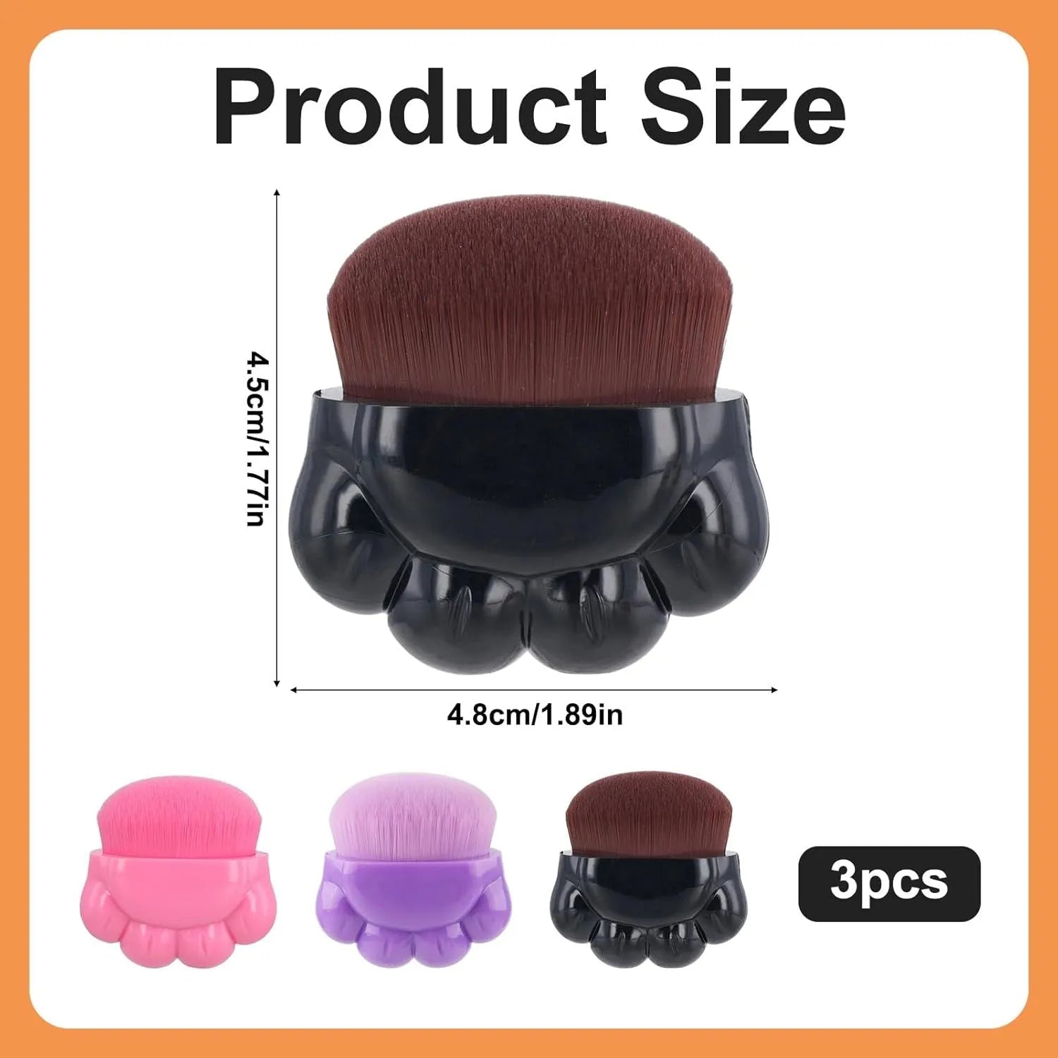 3pcs dog paw balm brush set with plastic storage boxes, each brush 4.8 cm by 4.5 cm