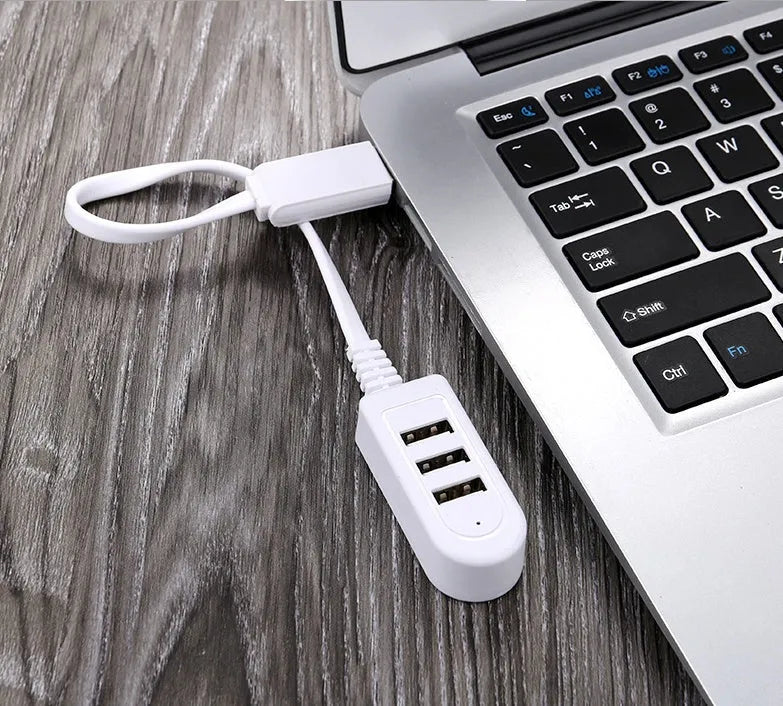 Multi-functional 3-port USB expansion hub with Micro USB cable for charging and data sync