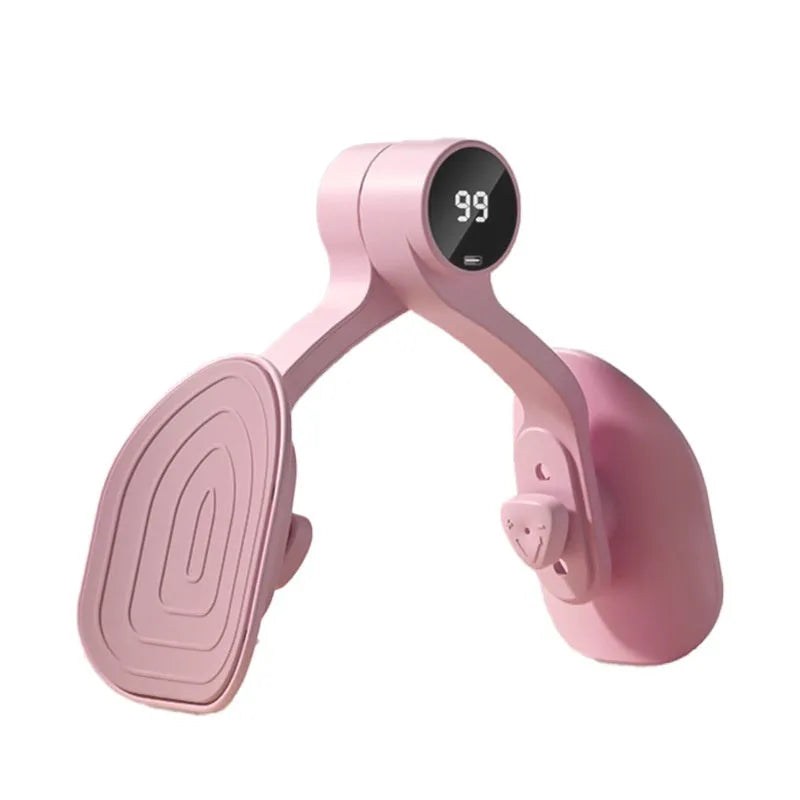 Pink pelvic floor muscle trainer with rubber-coated 3-gear resistance for home postpartum leg slimming