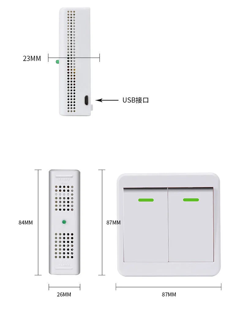 Wireless voice control light switch with remote and USB charging in gold or white finish
