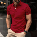 Men's solid colour short sleeve polo shirt with button lapel detail in cotton mix fabric