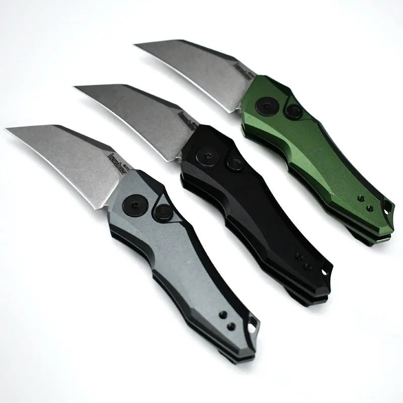Folding pocket knife with 150mm blade length in black, grey or green metal finish