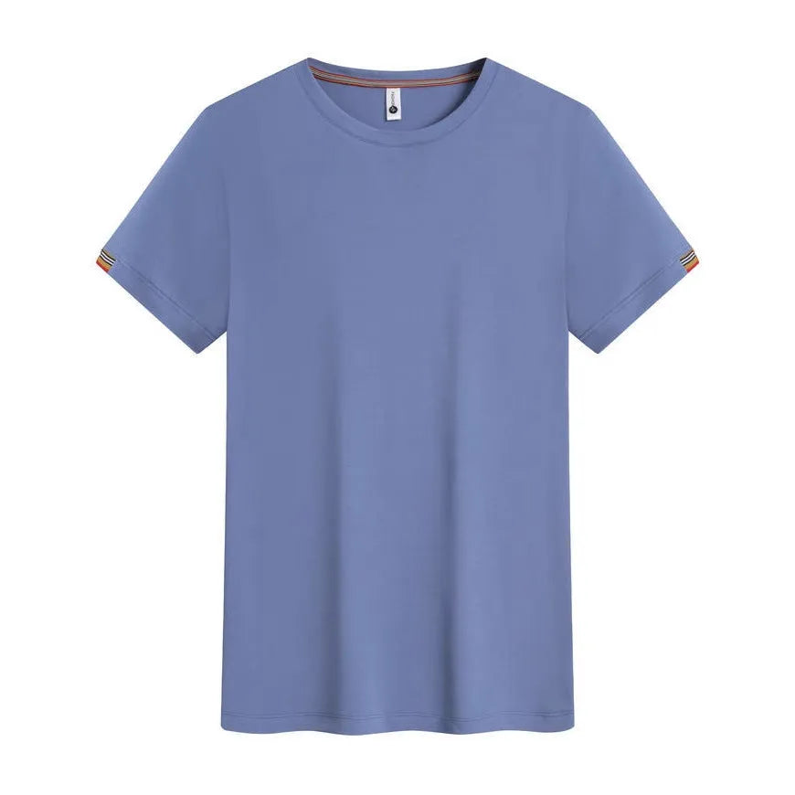 Round neck ice-feeling pullover work top in black, size S to 4XL